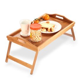 Bamboo Folding Bed Table Serving Snack Tray