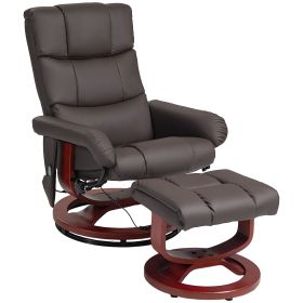 HOMCOM Brown Faux Leather Swivel Massage Recliner