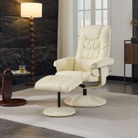 015-Reclining Chair with Ottoman, 360° Swivel PU Leather Recliners with 5 Massage Mode,