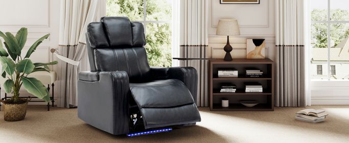 PU Leather Power Recliner Individual Seat Home Theater  with Cooling Cup Holder,