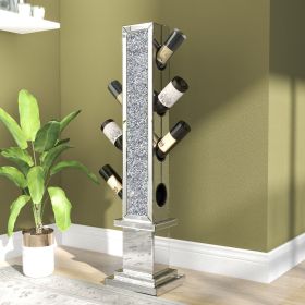 diamond floating silver mirrored wine bottle holder