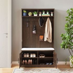 Wood Coat Rack, Storage Shoe Cabinet, with Clothes Hook,