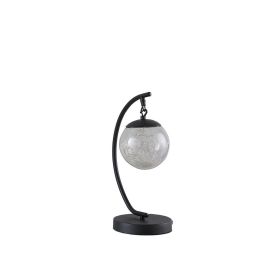 Pendulum Multi-Colored Led Glass Orb Black Metal Table Lamp