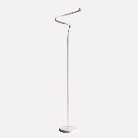 LED Matte White Curvilinear S-Curve Spiral Tube Angled Floor Lamp