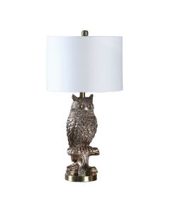 Silver Owl on A Branch Resin Table Lamp