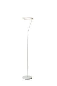 Tall Metal Torchiere Floor LED Lamp with Halo design, Matte White finish