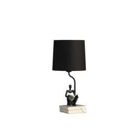 Modern Reader Black Sitting A Gray Stack Of Books Polyresin Table Lamp