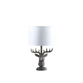 Stag Elk Deer Bust Rustic Gray Polyresin Table Lamp