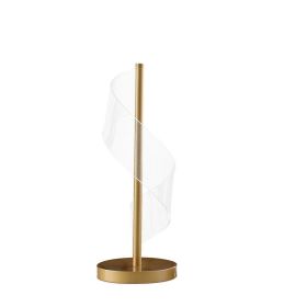 Dinamo Modern "S" Wave Swirl Acrylic Led Brushed Gold Table Lamp