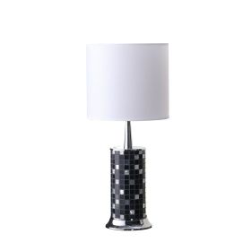 Jon Chrome Bohemian Black Glass Mosaic Modern Pillar Table Lamp