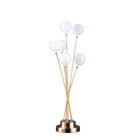 6-Light Acrylic Globe Aluminum Led Chrysanthe Yellow Gold Metal Table Lamp