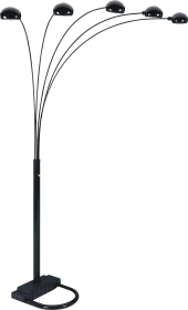 BLACK 5-HEAD CAP STYLE FLOOR LAMP