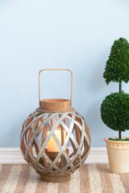 Decorative Lantern with Handle, Wooden Lantern for Indoor Outdoor,