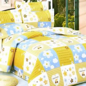 Blancho Bedding - [Yellow Countryside] 100% Cotton 4PC Duvet Cover Set (Full Size)