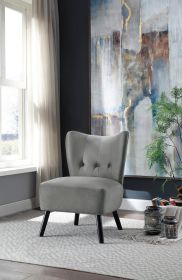 Unique Style Gray Velvet Covering Accent Chair Button-Tufted