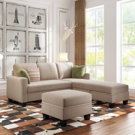 Reversible Sectional Couch with Storage Ottoman L-Shaped Sofa, Sectional Sofa with Chaise