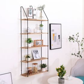 Gardenia Floating Shelf with Metal Brackets, Wall Mounted Rustic Wood Wall Storage