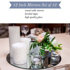 12 Inch Round Mirror Candle Plate with Round Edge set of 12