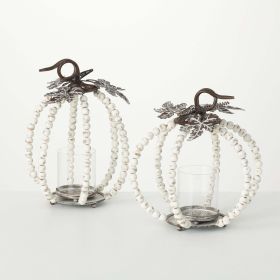 Beaded Pumpkin Pillar Holders