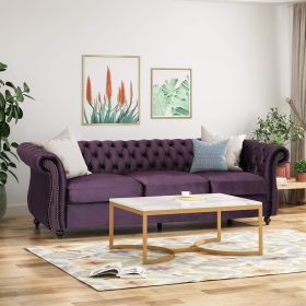 Purple Velvet Sofa, 3-Seater, Classical