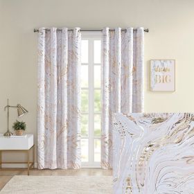 Grommet Top Printed Marble Metallic Total Blackout Curtain