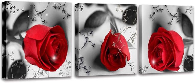 Black and Red Wall Art Red Rose Canvas Prints
