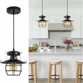 Vintage Farmhouse Pendant Light Rustic Metal Caged Pendant Lights