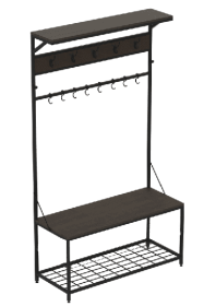 Entryway Storage Shelf with Shoe Storage and Coat Racks