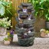 Outdoor Fountain 40.5inches High Rocks Outdoor Water Fountain