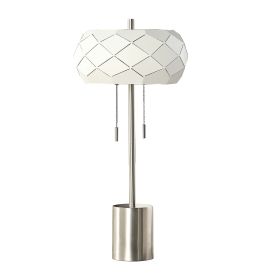 Accent Table Lamp, Geometric Drum Shade, Metal Base,