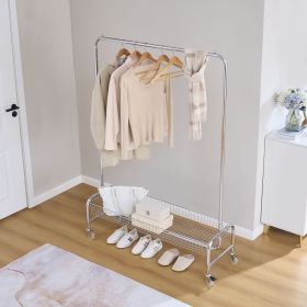 Garment Rack with Basket on Wheels Rolling Clothes Rack for Hanging Clothes Heavy Duty Garment