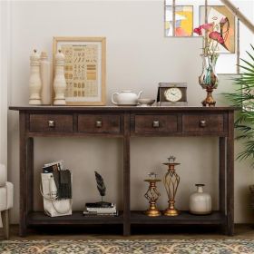 Rustic Brushed Texture Entryway Table Console Table with Drawer