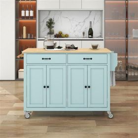 Kitchen Island Cart with 4 Door Cabinet and Two Drawers