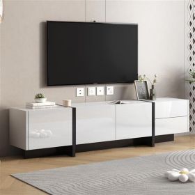 White & Black Contemporary Rectangle Design TV Stand,