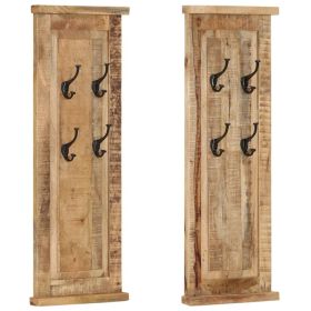 Coat Racks 2 pcs Solid Wood Mango 15"x39.4"