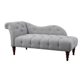 Modern Traditional Chaise Button Tufted Detail Dove Gray Upholster
