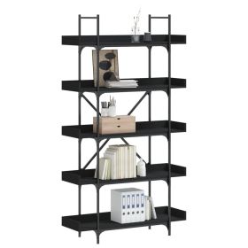 Bookcase 5-Tier Black  Engineered Wood