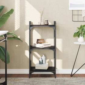 Bookcase 3-Tier Black  Engineered Wood
