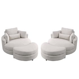 Modern Sofa Lounge Club Big Round Chair with Storage Ottoman