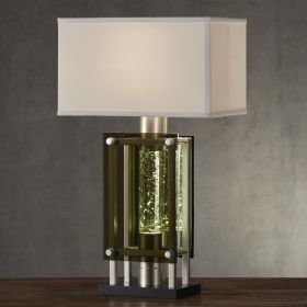 Modern Design Silver Finish 1pc Table Lamp for Nightstand End Table