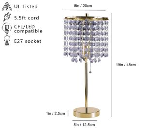 19"H GOLD CRYSTAL INSPIRED PULL TABLE LAMP