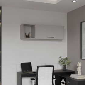 Wall Shelf 14.9" H, with 1 Door and 3 Shelves, Smokey Gray