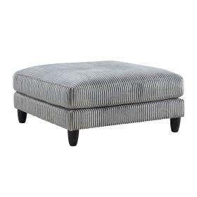 Ottoman Gray Corduroy Upholstery 1pc Soft Cushion Cocktail Ottoman