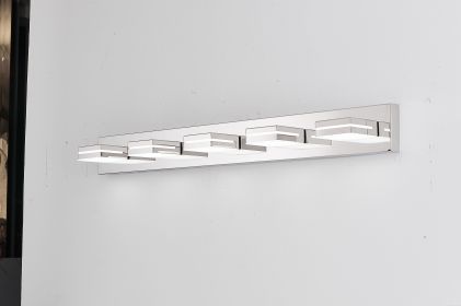Modern Chrome LED Vanity Light, 5-Lights Wall Sconce