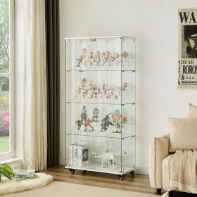 4 Tier Glass Display Cabinet, Double Door Glass