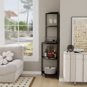 5 Tier Corner Shelf with LED Light and USB Plug, With Glass Holder,