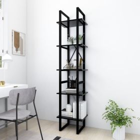 5-Tier Book Cabinet Black Engineered Wood