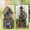 Outdoor Water Fountain with Birdhouse,
