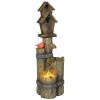 Out sunny Outdoor Fountain with Birdhouse,