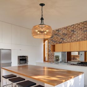 19" Boho Hemp Rope Pendant Light,